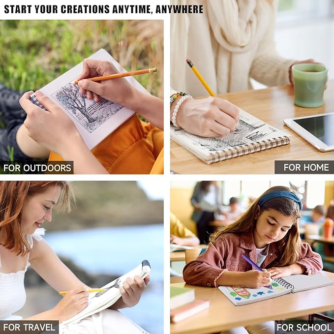 2 Pack Sketch Book, 5.5" x 8.5" Sketchbook With 100 Sheets (68lb/100gsm), Drawing Pad for Kids, Adults, Beginners, Artists - Acid Free Paper (2 Pack)