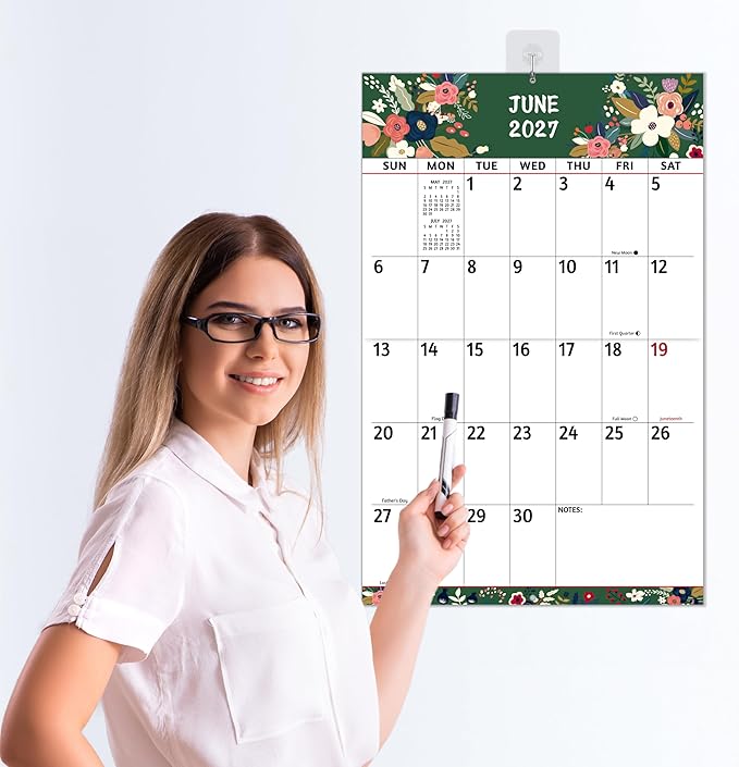 2026-2027 Wall Calendar - Large Print Calendar 2026-2027, 18 Monthly Calendar, Jul. 2026 - Dec. 2027, 14.6 x 22.8 In (Open), with Big Numbers, Large Grid, Notes, Moon Phases, Great for Planning