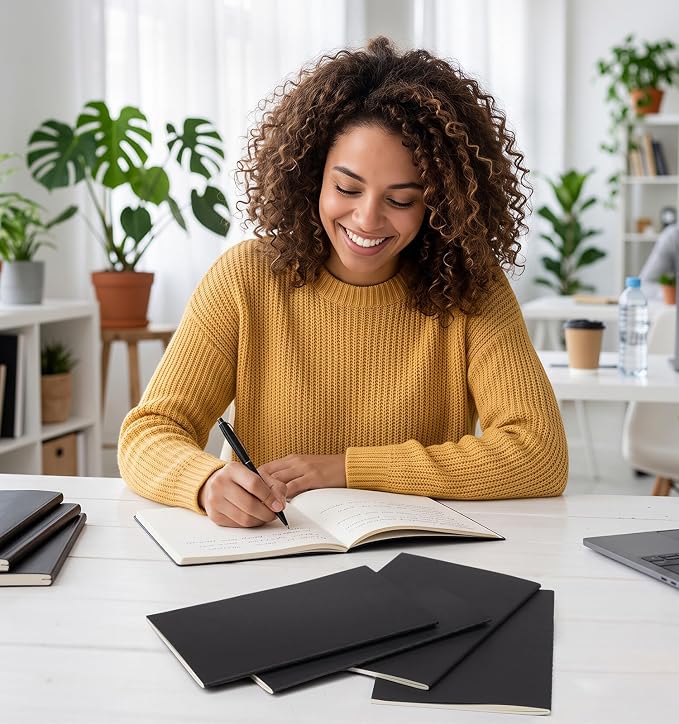 100 Pack A5 Black Cover College Ruled Notebooks Bulk, Journaling Notebooks | A5 Lined College Ruled Notebook, 8.3x5.5 Inches 60 Pages Travel Journal Notebooks Set for Work, School, Writing