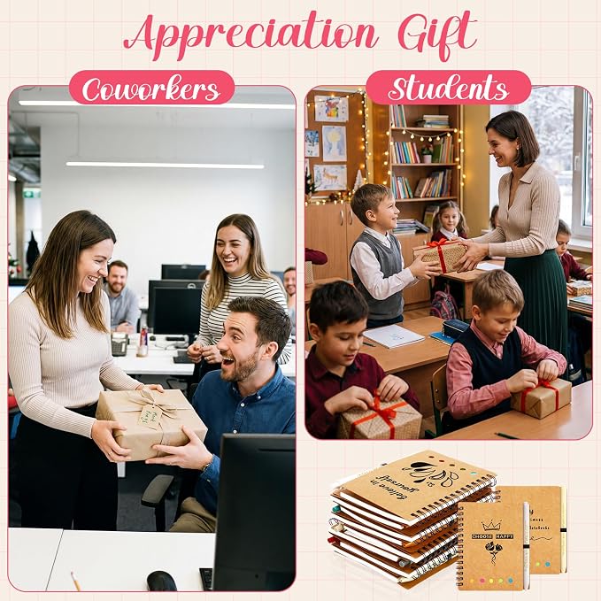 Resurhang 24 Set Back to School Gifts Bulk Teacher Appreciation Inspirational Notebooks Mini Journals with Pens Thank You Gifts for Students Employee Coworker Staff Office Supplies