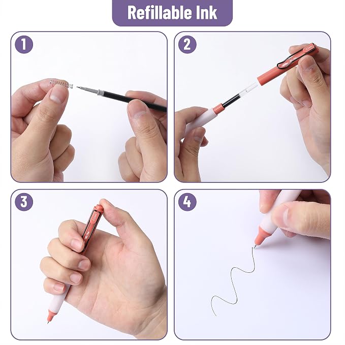 Mr. Pen- Retractable Gel Pens, 6 Pack, Black Ink, Vintage Barrels | Fine Point 0.5 mm, Fast Dry, Smooth Writing, Cute Pens for Drawing, Writing Planner and School Supplies