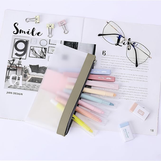 Mr. Pen- Clear Pencil Pouch, 8.50"x4.25", 6 Pack, Durable TPU Material | Medium Water-Resistant Pencil Bags with Smooth Zipper, Multipurpose Clear Pouch for Stationery, School, Office