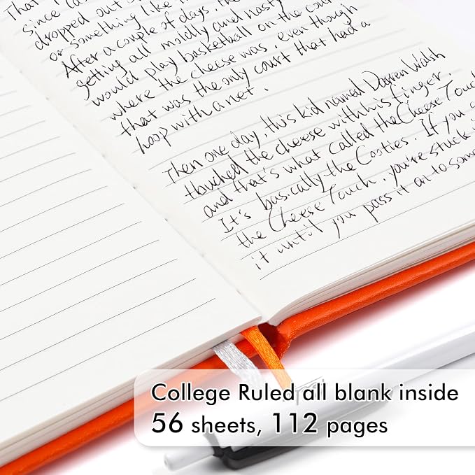 feela 3 Pack Pocket Notebook Journals with 3 Black Pens, A6 Mini Cute Small Journal Notebook Bulk Hardcover College Ruled Notepad with Pen Holder for Office School Supplies, 3.5”x 5.5”, Orange