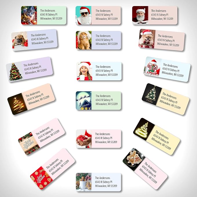Customized Personalized Address Labels - Made in the USA by Kenco (500 Labels, Christmas)