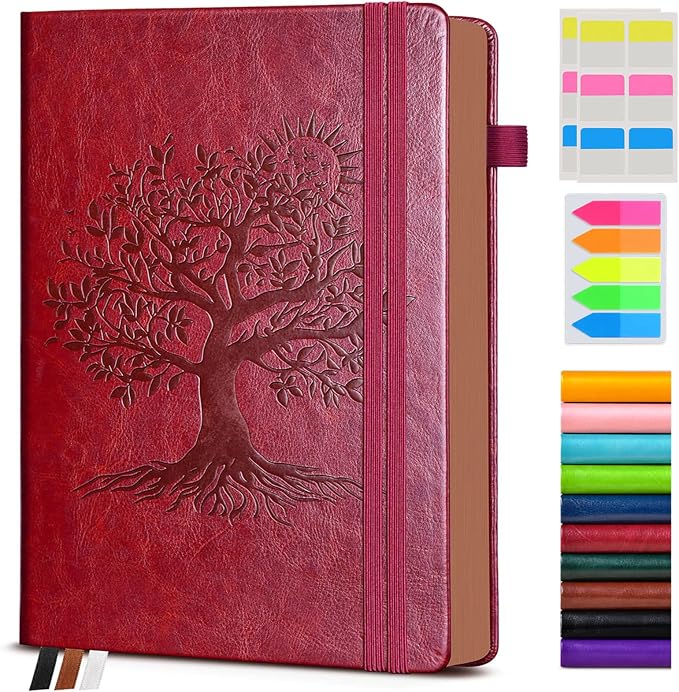 PAIBAS Vintage Leather Journal with 300 Numbered Pages,B5 Lined Journal for Men Women,Daily Journals for Writing,College Ruled Notebook for Work,School,Note taking,Travel Diary,Large (7" x 10")