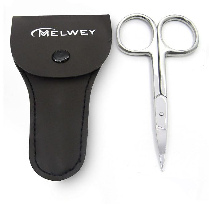 Eyebrow Scissors & Small Cuticle Scissors, 3.7 Inches – Curved Blade Manicure TSA Scissors, Stainless Steel for Eyelashes, Facial Hair, Pubic Hair, Men’s Moustache & Beard