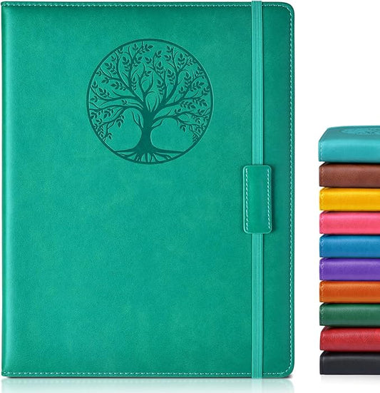 Biuwory Leather Journal Notebook, 256 Thick Lined Pages, Hardcover 8.6"×11" | A4 Large Vintage Journal for Women Men,Work,School,Business,Travel Diary,Note taking,College Ruled Writing,Daily Journaling