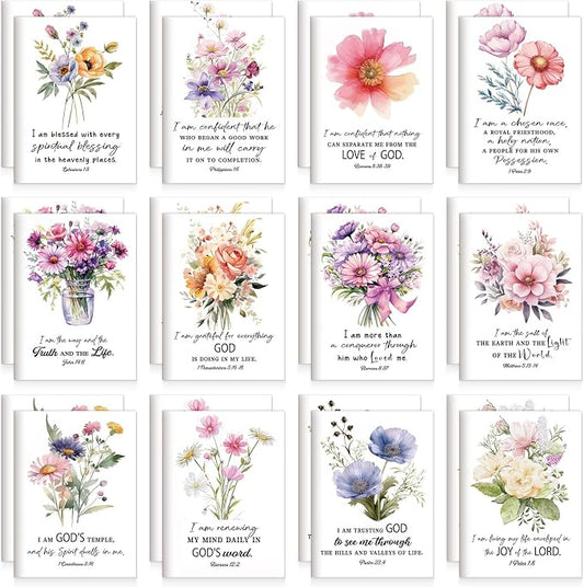 Tatuo 24 Pcs Watercolor Floral Christian Mini Notebook for Women Scripture Bible Verse Inspirational Notepads Pocket Prayer Journal for Church Gifts VBS Volunteer Appreciation Gifts 2026, 3.3 x 4.7 In