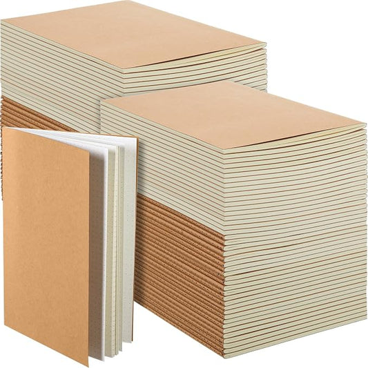 Mimorou 100 Pcs Journals Notebooks Bulk - Kraft Softcover A5 Small Notebooks 5.5 Inch x 8.3 Inch Notepads with 60 Page 30 Sheet for Writing Sketch Travel Office Supplies(Brown,Dot)