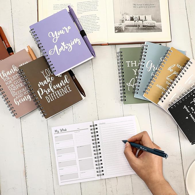 Tellingyou 20 Pcs Bulk Employee Appreciation Gifts A6 Notebook with Pens Back to School Gift Thank You for Teacher Student Team Office Coworker Staff Volunteers Affirmation Gifts (Neutral Colors)
