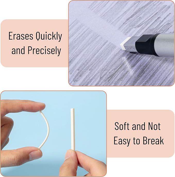 Mr. Pen- Pen Style Eraser Set, 2 Pack, Square & Round Tip | Precision Pencil Erasers, Retractable Silver Eraser Pens for Drawing, Sketching, Detail Correction, Office & School Supplies