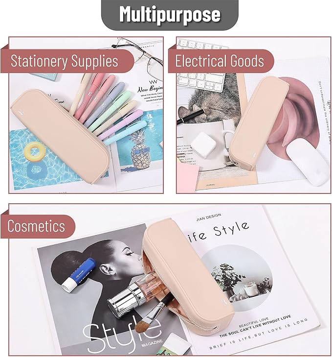 Mr. Pen- Silicone Pencil Case, Aesthetic Pencil Bag for Women, Makeup Pouch | Multifunctional Pouch for Stationery, Cosmetics and Electrical Goods Storage