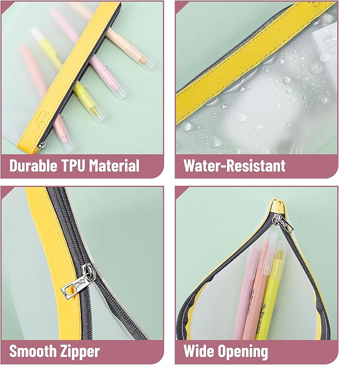 Mr. Pen- Clear Pencil Pouch, 8.50"x4.25", 3 Pack, Durable TPU Material | Medium Water-Resistant Pencil Bags with Smooth Zipper, Multipurpose Clear Pouch for Stationery, School, Office