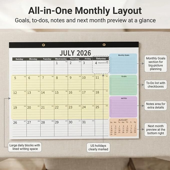 Desk Calendar 2026-2027 (3 Pack) -July 2026 to December 2027-18 Month - 17" x 12" Professional Value Pack Calendar 2026-2027 with 120 GSM Thick Paper.