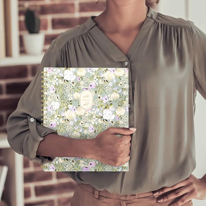 Cambridge Planner 2026-2027 Weekly & Monthly Academic 12-Month July-June, 8-1/2" x 11", Leah Bisch, Peony Field (LB51-905A)