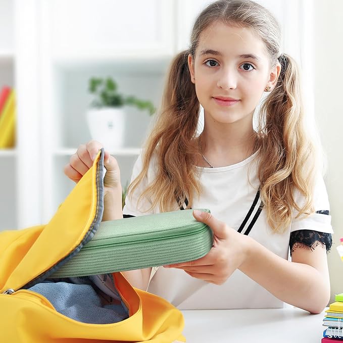 Zannaki Large Capacity Pencil Pouch Organizer | Soft Corduroy Pencil Box for Girls Boys Teens | Cute Big Pen Bag with Multiple Zipper Pockets - Pencil Case Storage for Art Supplies & Stationery-Green