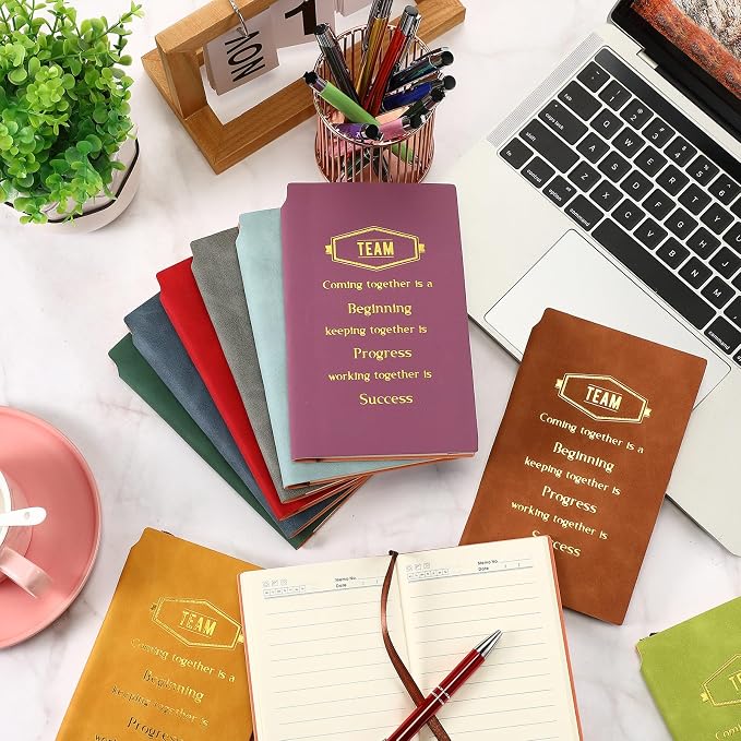 Colarr 40 Pcs Appreciation Gifts Bulk Inspirational PU Leather Notebook Journal & Pen Set Thank You Gifts for Staff, Employees, Coworkers, Nurses(Fresh Colors,Team)