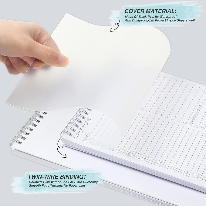 Daily Shedule Planner Half-Hourly Personal Organizer 6.5"x 10" | Both Sides Usable,Undated Layout,Time Block,Work To-Do List,Priorities,Smooth Writing, No Bleed Thick Sheets