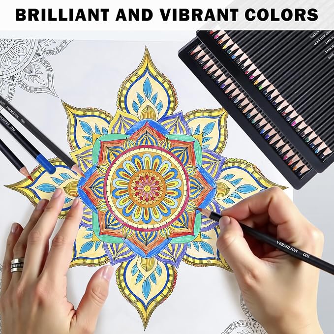 FUNLAVIE 50 Count Colored Pencils for Adult Coloring Books, Coloring Pencil Set for Adults, Soft Core Drawing Pencils for Sketching, Blending, Layering & Shading, Art Supplies for Artists