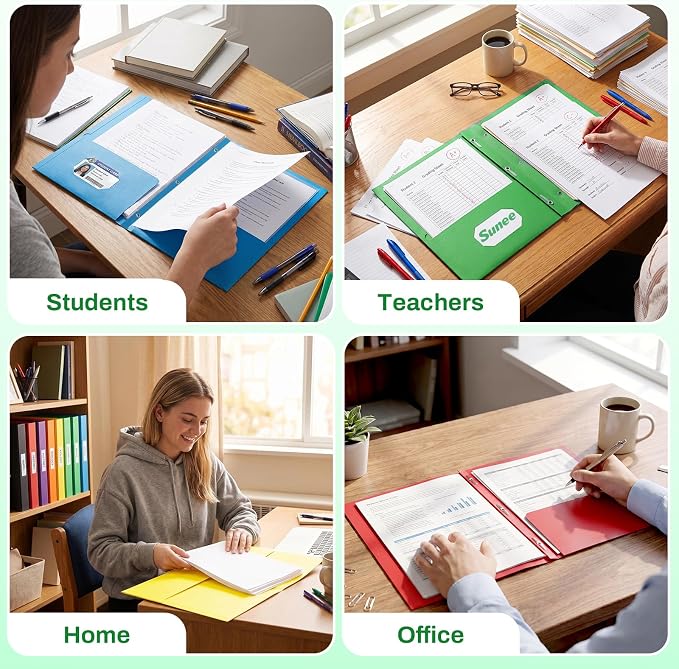 SUNEE 2 Pocket Folders with Prongs (25 Pack, Green), Paper Folders with 2 Pockets and 3 Prongs Fit Letter Size Paper, Folders with Prongs for School Office Home Business