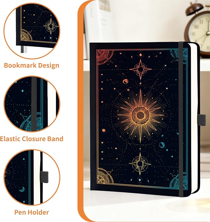 Mlife Lined Journal Notebook for Women & Men,A5 Hardcover PU Leather Journals for Writing,100 GSM Thick Paper, Perfect for College,Work,Office Supplies,Space Style
