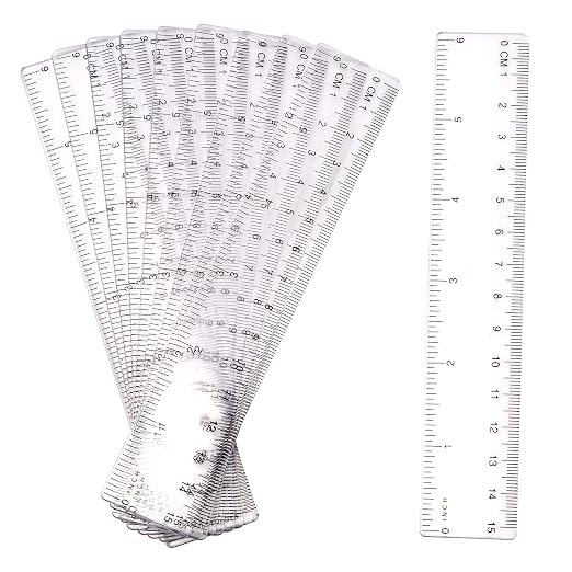 AIEX Ruler, 10 Pack Clear Plastic 15cm/6 Inch Drafting Tools, Transparent Measuring Tool for Student, School, Office, Artists, Engineers, Architects, Designers, Teachers