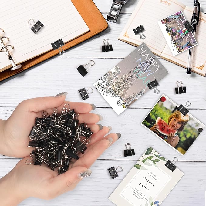 Ufmarine Mini Binder Clips, 144 Pcs Small Binder Clips 15mm, Small Paper Clips for Office Supplies