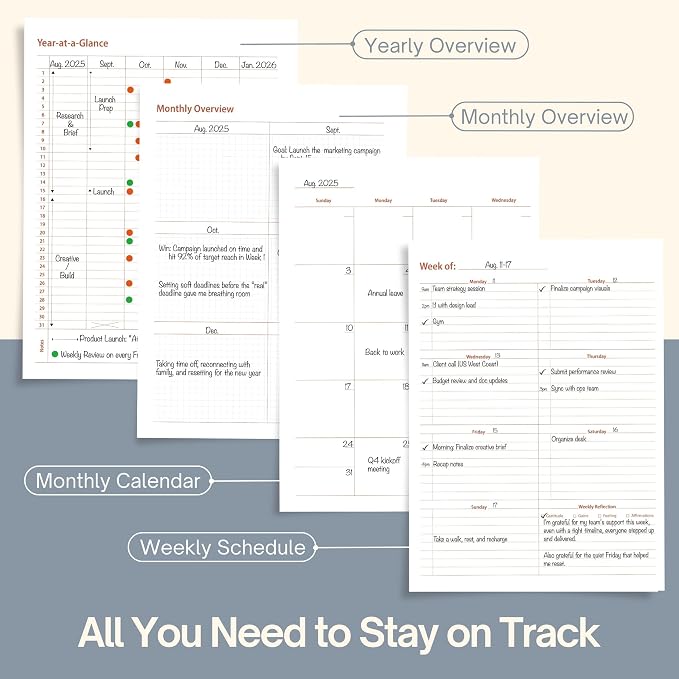 Undated Weekly Planner, 8.5" x 11", Dashboard Layout, Black | Dateless, Top Priorities, To Do List, Habit Tracker, Weekly Notes Space, Weekly Reflection, For Work, School & Life