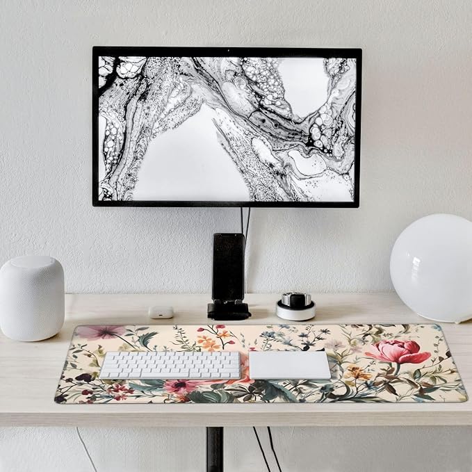 35.4 x 15.7 in, Waterproof XXL Large Mouse Pad for Desk, Extended Keyboard Mouse Mat for Computer Office, Big Laptop Mouse pad, Gaming Pc-Weeds and Flowers