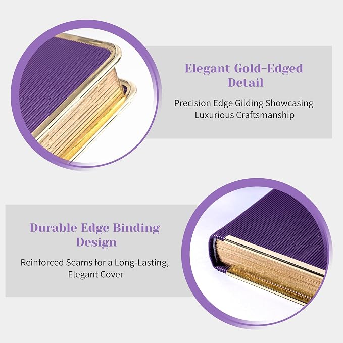 CAGIE Elegant Gold-Edged Journal for Women – Aesthetic Vegan Leather A5 Notebook, 256 Pages 100GSM Thick Paper Hardcover Diary, Gift Journals for Writing