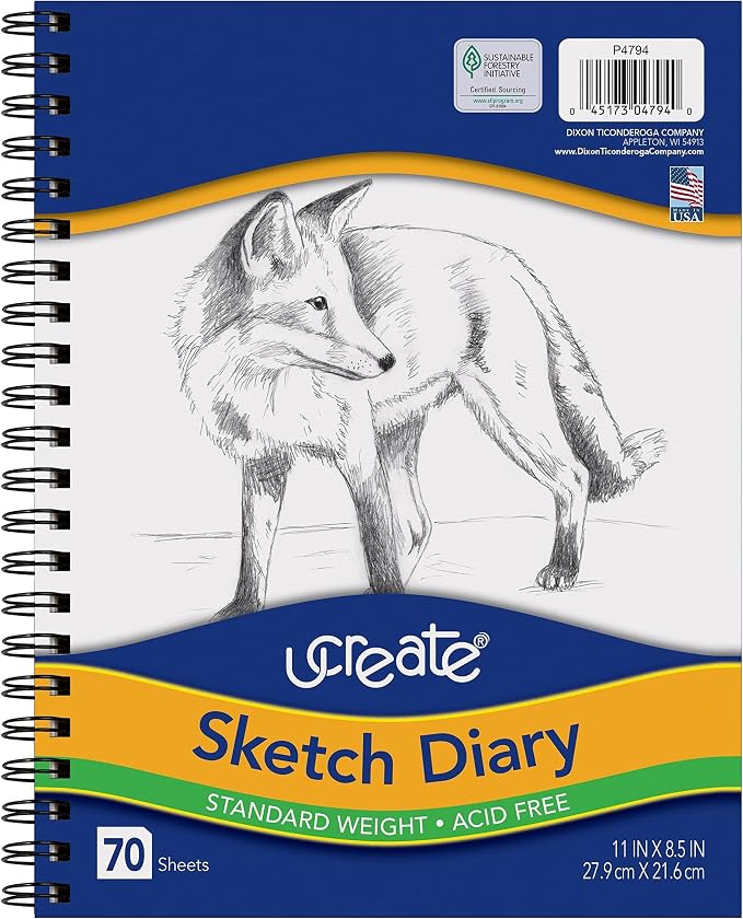 UCreate Sketch Diary P4794,11" x 8 1/2",70 Sheets,(Pack of 12)