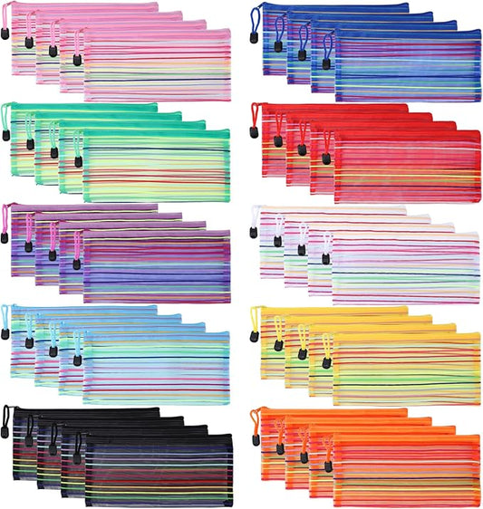 YOPCDJ 40 Pack 10 Colors Mesh Zipper Pouch Bags, Small Pouch Pencil Pouch Bulk, Cosmetics Makeup Bags Accessories Storage Bag, Home Organizing Office School Classroom Supplies
