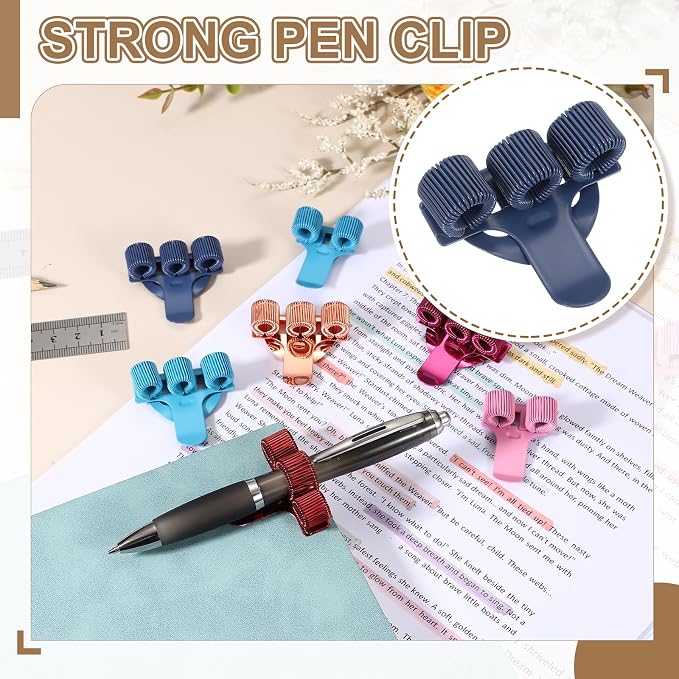 PATIKIL 2Pcs Pen Clip, 3 Holes Pen Holder Clip Metal Portable Spring Loop Organizer Universal for Notebook Journal Highlighter Office Business Pocket Clipboard Whiteboard, Matte Blue