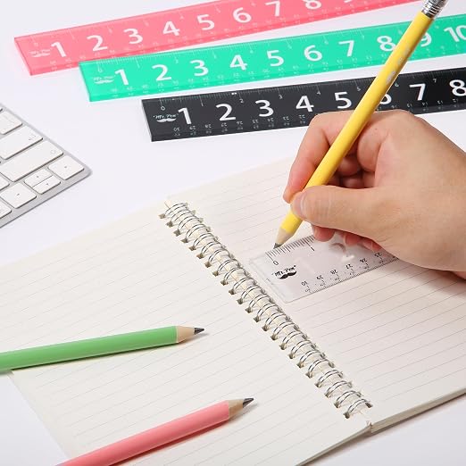 Mr. Pen- Plastic Rulers with Large Numbers, 4 Pack, 12 Inch | Easy-to-Read Markings, Scratch-Resistant Design, Durable Ruler for Crafting Office & School, Colorful Rulers for Kids