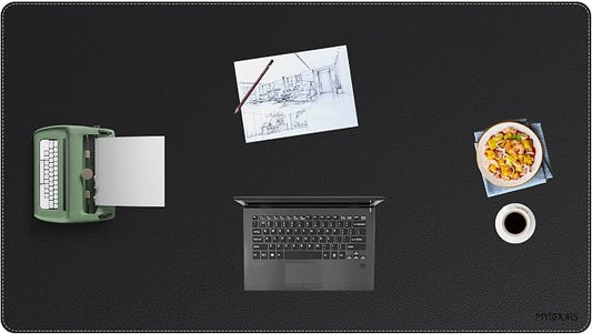 Mydours Giant 63" x 36" Desk Pad, PU Leather Surface for Extra Large Coverage, Professional Office Mat, Large Mouse Pad for Desk for Writing, Workspace, Home and Office (Black)