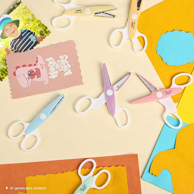 Mr. Pen- Craft Scissors Decorative Edge, 6 Pack, White & Pastel | Zig Zag Scissors for Crafting, Scrapbooking, Fancy, Pattern, Design