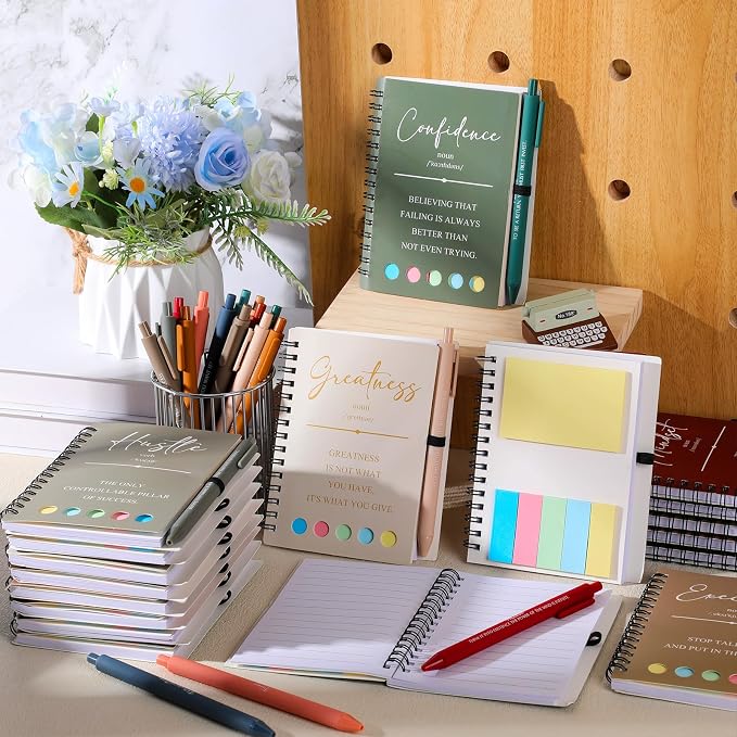 40 Pcs Motivational Inspirational Notebook Bulk with Notes Pen,Multicolor | Back to School Spiral Notebooks Inspirational Motivational Appreciation Gift for Students Teacher Employee Team Coworker