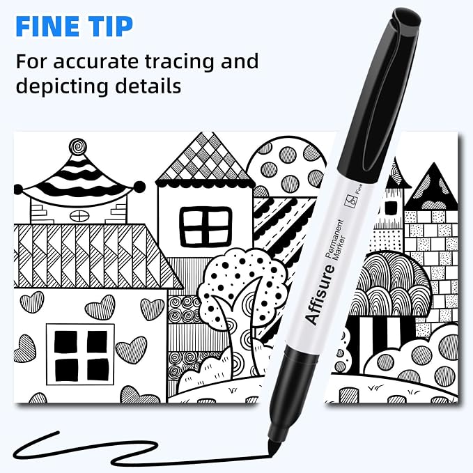 Permanent markers, 100 packs permanent markers bulk, quick dryingin one second, waterproof, smooth, noteasy to erase, durable, can be markedon glass, tiles and cloth, office supplies