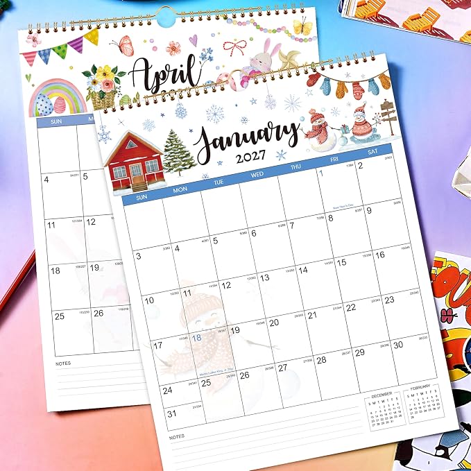 Calendar 2026-2027 - Wall Calendar 2026-2027, July 2026 - December 2027, 11.49'' x 14.56'', Vertical Wall Calendars with Julian Dates, Hanging Hole, Thick Paper