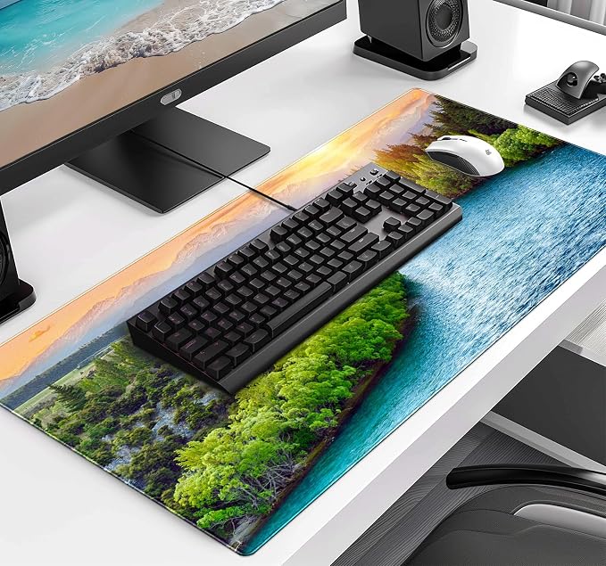 Extended Sunset Forest Gaming Mouse Pad, Keyboard Computer Office Mouse Pad | Large Extended Mouse Pad; Full Desk Coverage; Waterproof Coating; Stable Anti-Slide Base For Gaming, Office, Study Daily Use