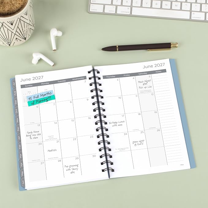 Mead Planner 2026-2027 Weekly & Monthly Academic 15-Month April-June, 5.5" x 8.5", Composure Blue (CAW42020) (Pack of 12)