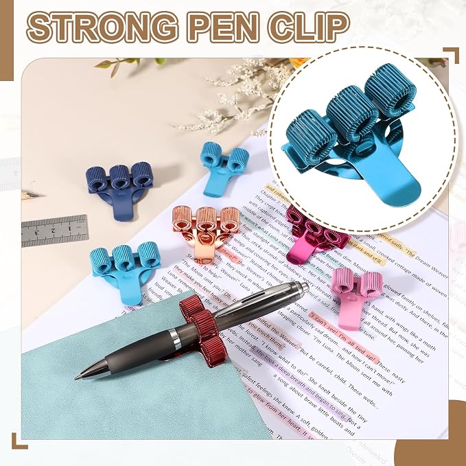 PATIKIL 2Pcs Pen Clip, 3 Holes Pen Holder Clip Metal Portable Spring Loop Organizer Universal for Notebook Journal Highlighter Office Business Pocket Clipboard Whiteboard, Light Blue