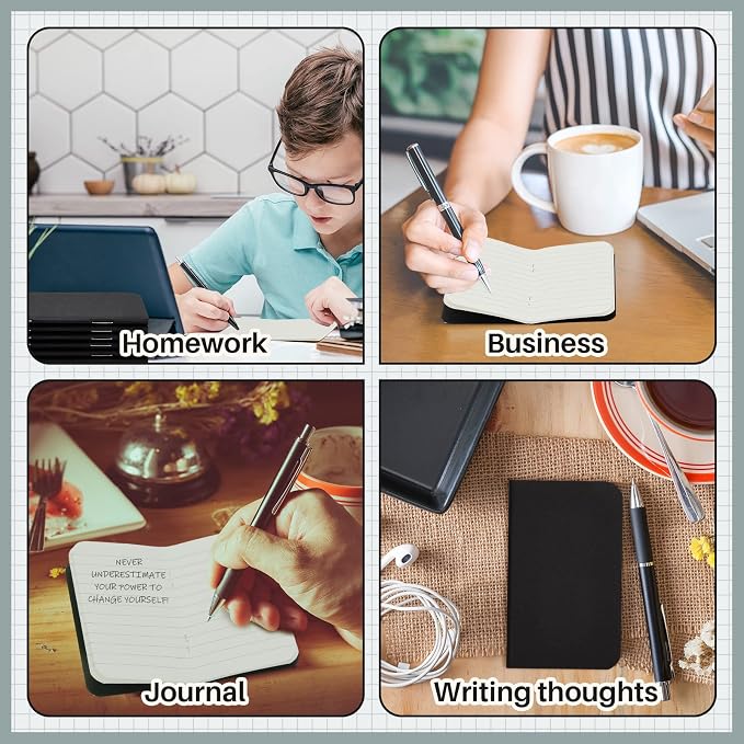 Outus 36 Pcs Pocket Notebook Mini Journal 2.5" x 4" Kraft Paper Mini Notepad Bulk Softcover Pocket Notepad Memo Diary Subject Notebooks for Student Travel School (Black,Blank Cover)