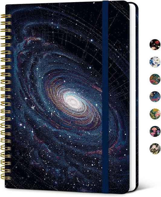 Taja Lined Spiral Notebook Journal for Women A5(5.8" × 8.3"), Cute Hardcover Notebook for Work, School & Note Taking, Pretty College Ruled Journal for Writing, 140 Pages, Galactic Spiral