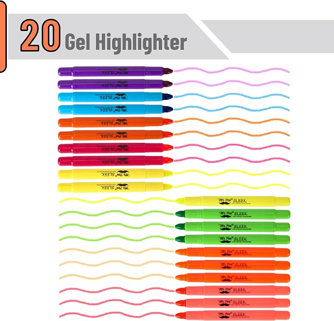 Mr. Pen- No Bleed Gel Highlighters, Vibrant Colors, 20 Pack | Bible Highlighters and Pens No Bleed, Bible Markers for Study, Journaling, School Supplies and Accessories