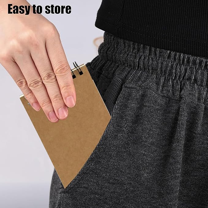 12Pack Pocket Notebooks, 3x5 Inch 60 Sheets/120 Pages 9MM Wide Ruled‌ Mini Kraft Spiral Notebook, Small Notepads, Top Bound Pocket Size Note Pads With Lined Pages,Memo Pads For Home,School,Office(12)