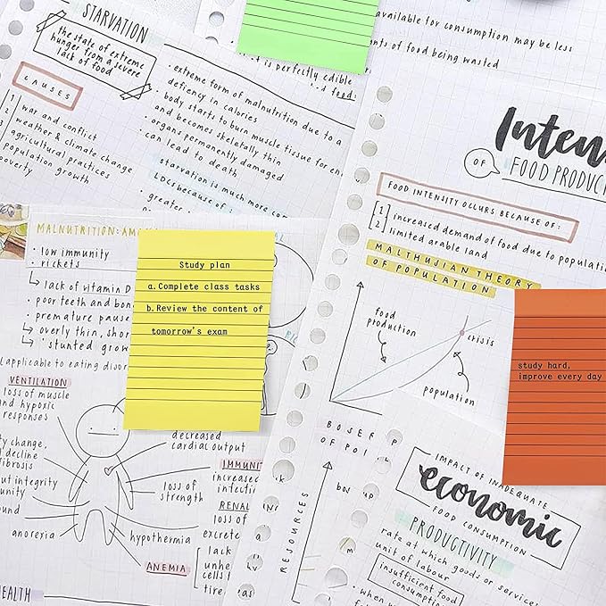 (12 Pack) Lined Sticky Notes 4x6 in,Large Super Sticky Note Pads for School | Sticky Notes with Lines, Self-Stick Note Pads, Rectangular Sticky Notes for Office, Home, School & Meetings Teacher supplies