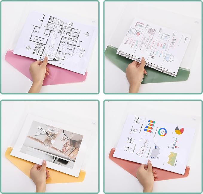 Mr. Pen- Clear Plastic Envelopes File Folders, 40 Pack, A4, Letter Size | Colorful Flaps, Bulk Clear Folders for Documents Plastic Poly Envelopes with Label for School, Home, Work, Office, Organizer