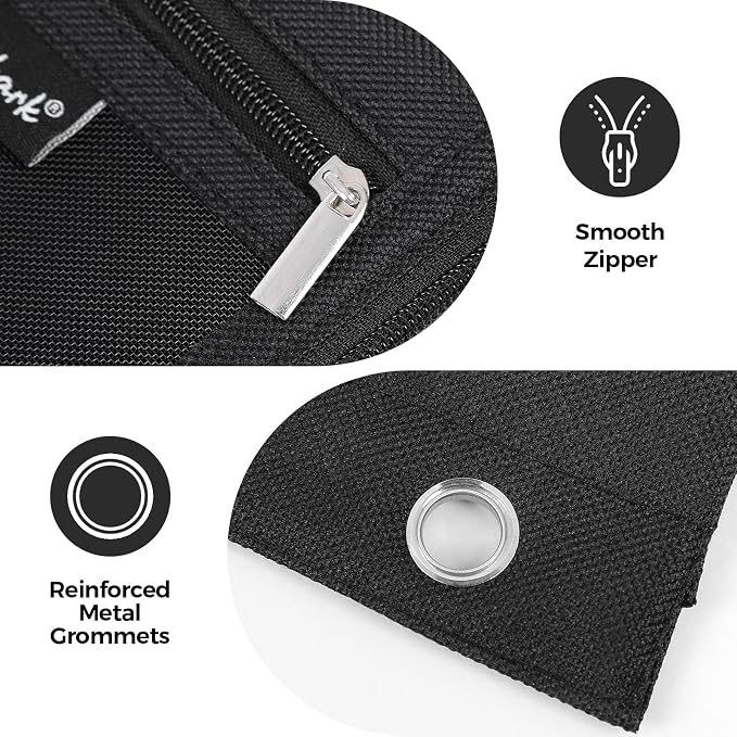 3-Ring Binder Pencil Pouch, Zipper Organizer with 3 Compartments, Mesh Window & Metal Grommets, Durable Oxford Pen Case for School Office Supplies Black