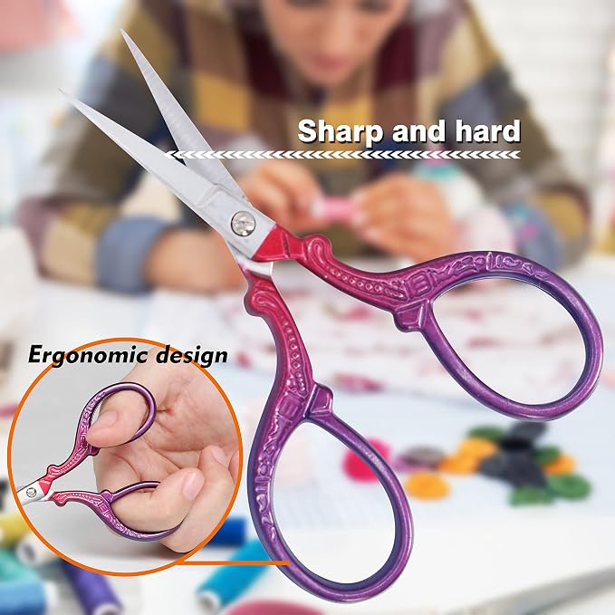 3.6 inch Sewing Crafting Scissors Stainless Steel Embroidery Scissors | Leather Scissor Cover for Cross Stitch Cutting Paper Handcraft Craft Art Work DIY Tool